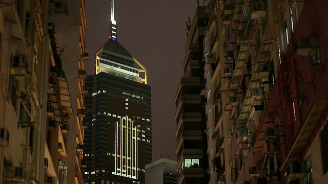 MS市中心的夜间建筑/中国香港视频素材