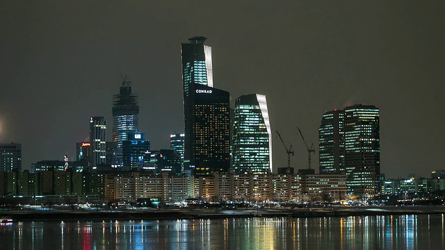 韩国首尔Yeouido商务区夜景视频素材