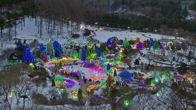 WS T/L ZI View of People at Achimgoyo Arboretum on Christmas Holiday / Gapyeong，庆畿道省，韩国视频素材