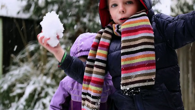 孩子们在雪中玩耍视频素材