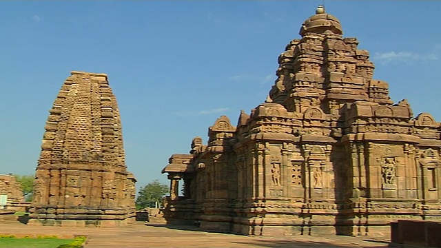 潘右Pattadakal寺庙巴达米卡纳塔克邦视频素材