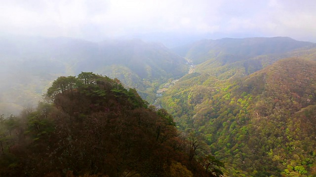 在韩国全罗南道长城郡的Naejangsan国家山公园白根山观赏云海视频素材