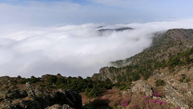 WS T/L POV在Jirisan国家山区/ Sancheonggun，庆尚南道，韩国云海视频素材