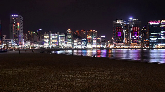 日落时的光干里和海云台海滩/釜山，韩国视频素材