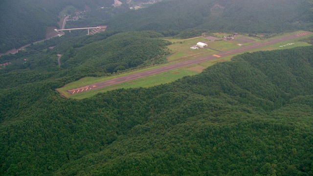 WS鸟瞰图森林区域，降落场/ Fukashima，东北，日本视频素材