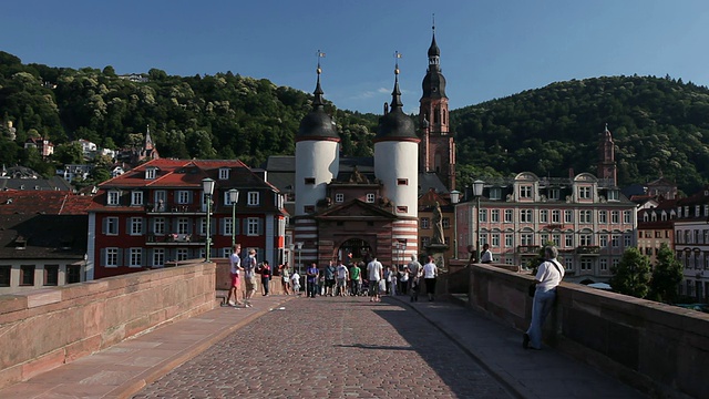 Alte Brucke(旧桥)WS View /海德堡，Baden-WÃ¼rttemberg，德国视频素材