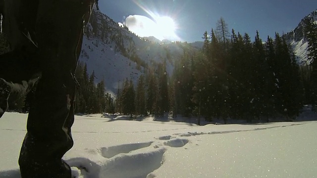 在高山景观中穿雪鞋视频素材