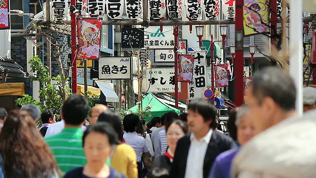 MS标志和行人/浅草，东京，日本视频素材