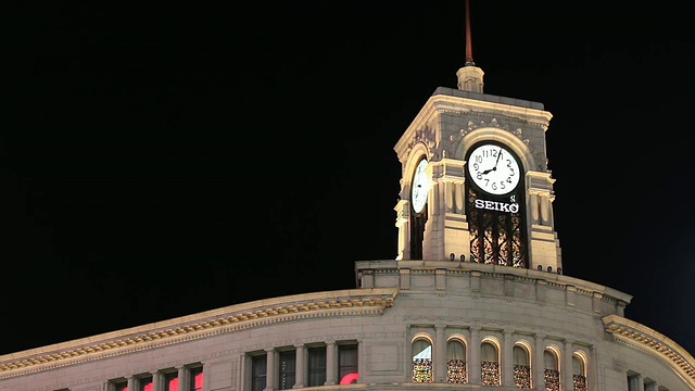 MS Shot of Ginza at night /银座，东京，日本视频素材