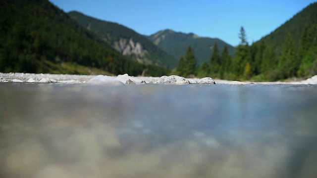 高山河流的高清表面水平视图视频素材