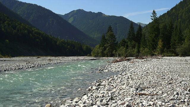 高山景观中的高清天然河流(可循环)视频素材