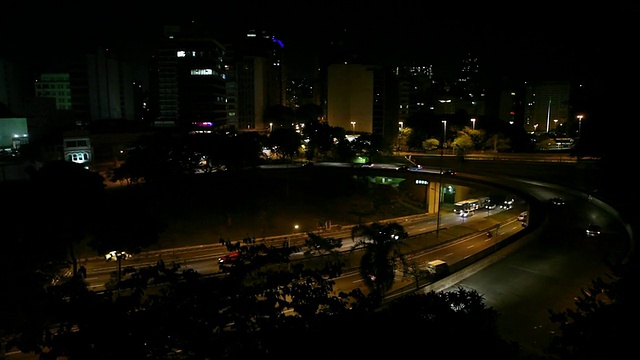 WS PAN Avenida 23 de maio 23 de maio avenue sao paulo streets and buildings at night /圣保罗，巴西视频素材