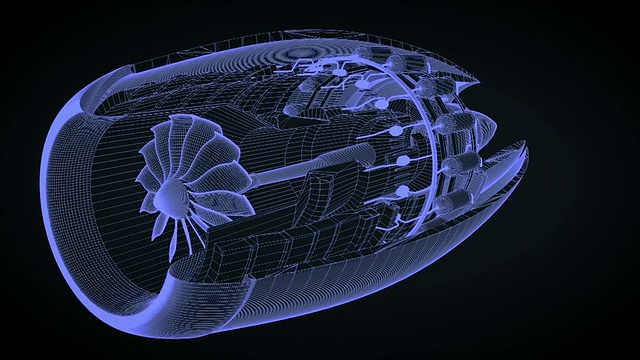 喷气发动机与切断旋转到位置示意图视频下载