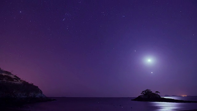 WS T/L银河穿过韩国全拉岛的梭梭姆岛夜空视频素材