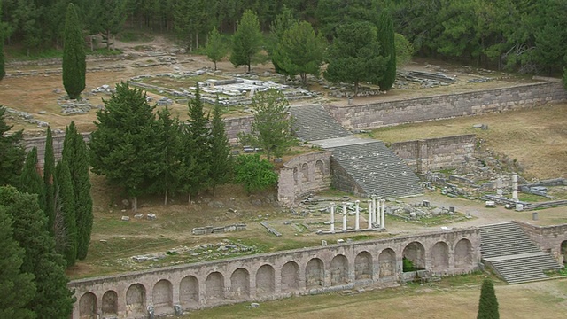 MS AERIAL ZI ZO asclepeion / Kos废墟，Dodecanese，希腊视频素材