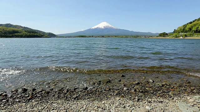 富士山和川口湖在春天的WS视图/藤川口町，东京，日本视频素材