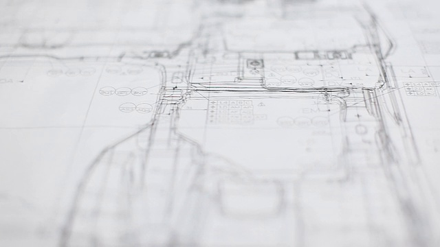 HD:蓝图工作的平移运动。视频素材