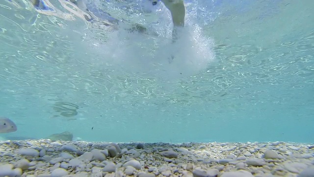 高清慢镜头:在海里游泳视频素材