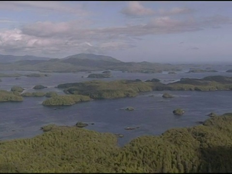 在阿拉斯加海岸附近的岛屿上空追踪视频素材