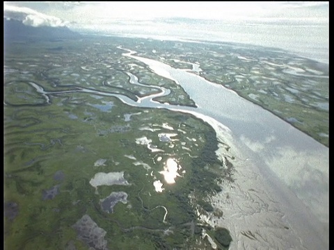 横穿阿拉斯加湿地进入海洋视频素材