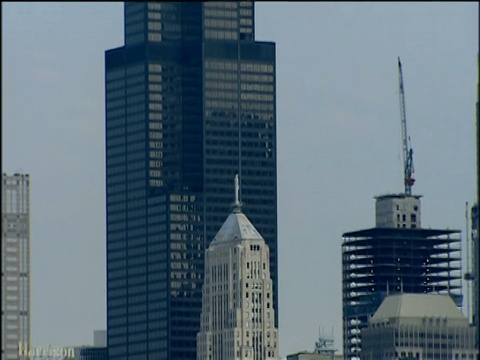 抬高芝加哥西尔斯大厦(Sears Tower Chicago)视频素材