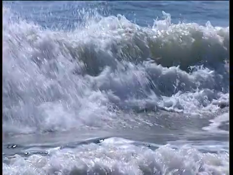 闪烁着泡沫的海浪拍打着美国海岸视频素材