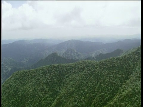 沿着热带雨林的山脊向风的岛屿进发视频素材