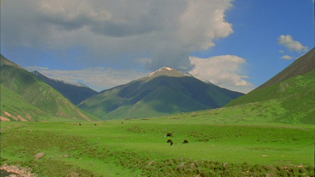 云移动跨越山脉和乡村在喜马拉雅山的基础。视频素材