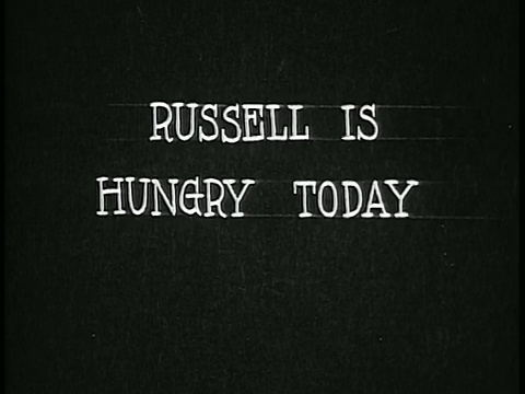 1920年代的B/W SLATE:“Russell is hungry today”/家庭电影视频素材