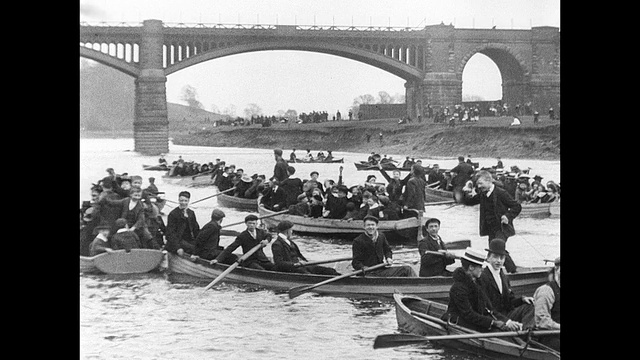 1901年在普雷斯顿的里布尔河上划船视频素材