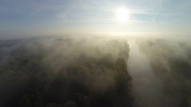 高清:空中拍摄的河流在黎明视频素材