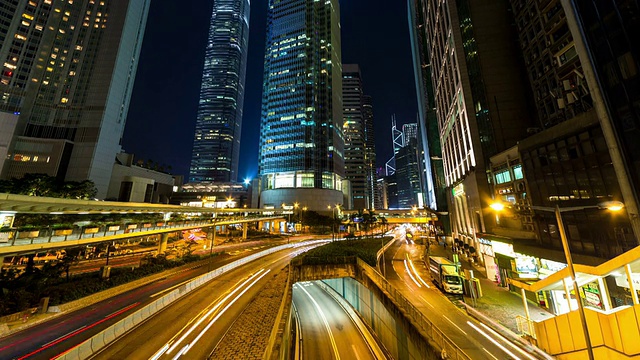 T/L WS TU香港城市夜间交通/中国香港视频素材