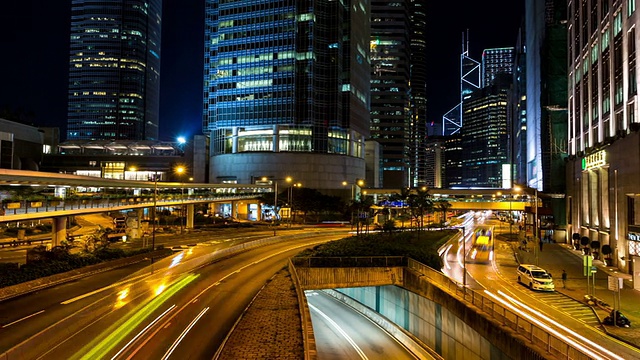 T/L Hyperlapse香港城市夜间交通/中国香港视频素材