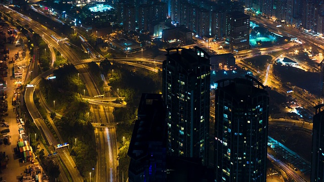 T/L WS HA TU俯瞰夜晚的城市/中国香港视频素材