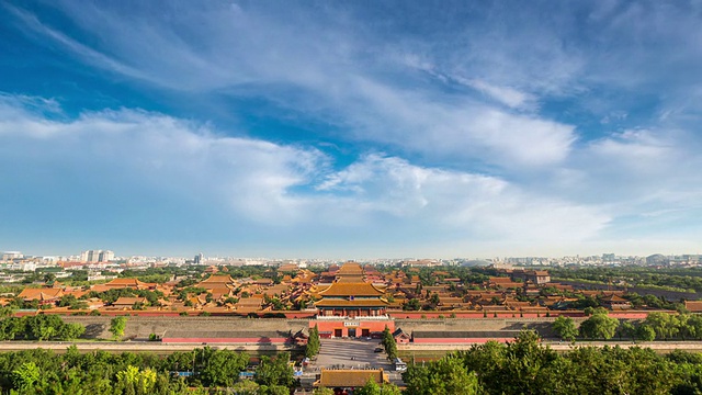 T/L WS HA The Forbidden City under roll clouds /北京，中国视频素材