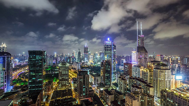 T/L WS HA Shanghai Skyline at Night /上海，中国视频素材