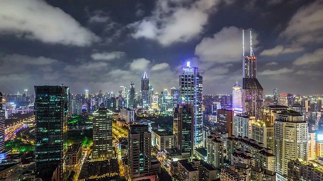 T/L WS HA ZO Shanghai Skyline at Night /上海，中国视频素材