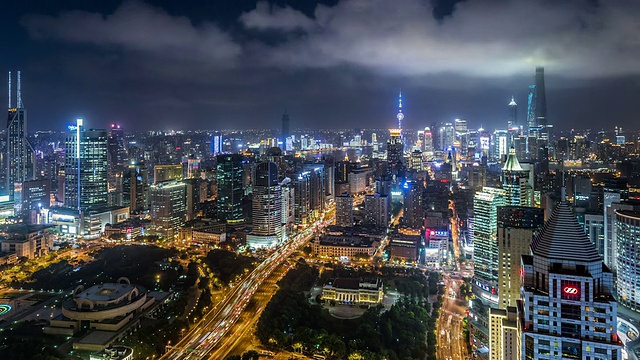 WS HA空中俯瞰上海夜景/上海，中国视频素材