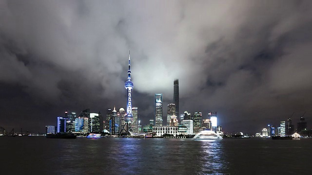 T/L WS Shanghai Skyline at Night /上海，中国视频素材