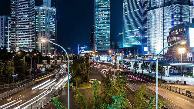 T/L WS ZO Lujiazui Financial District at Night /上海，中国视频素材