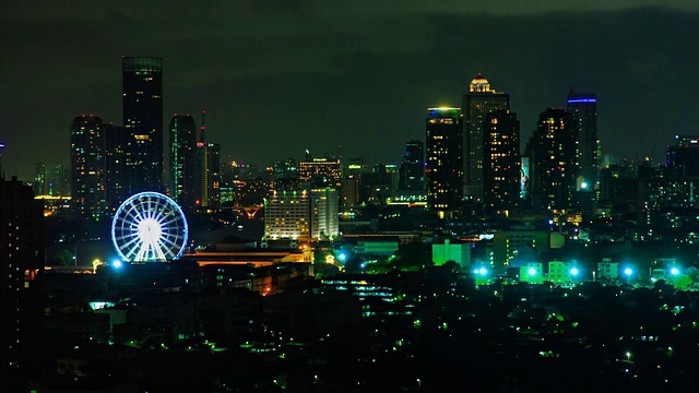 时间流逝——夜间曼谷的天际线。视频素材