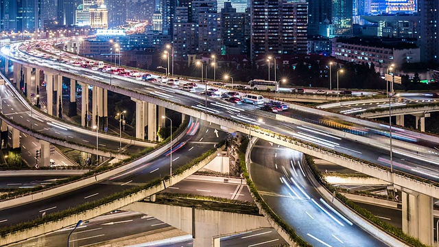 时光流逝——上海公路夜景视频素材