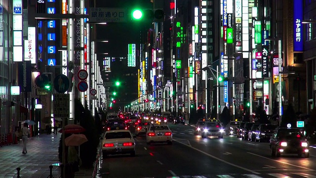 日本东京银座夜间交通状况视频素材