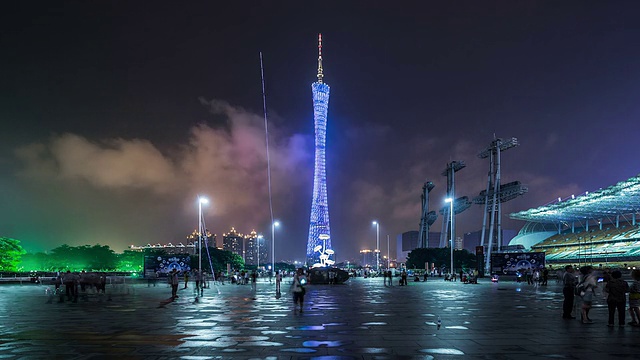 T/L WS Canton Tower at Night /广州，中国视频素材