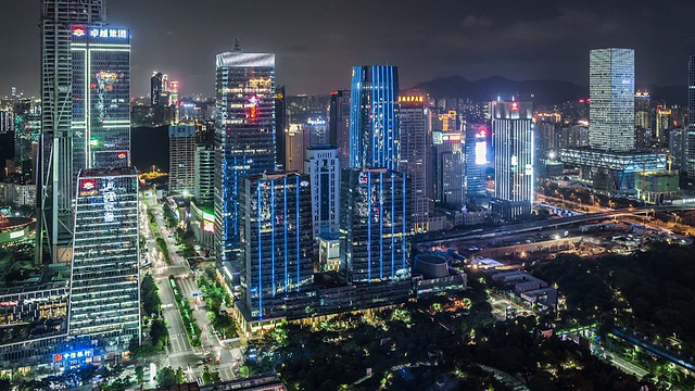 T/L WS HA TD Shenzhen Skyline at Night /中国深圳视频素材