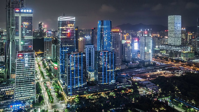 T/L WS HA ZO Shenzhen Skyline at Night /中国深圳视频素材