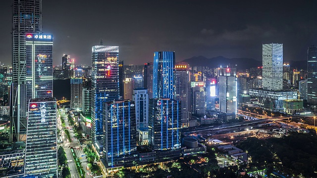 T/L WS HA PAN Shenzhen Skyline at Night /深圳，中国视频素材