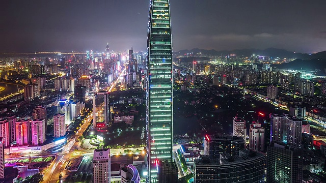 T/L WS HA ZO Kingkey 100和Shenzhen Skyline at Night /中国深圳视频素材