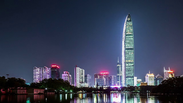 T/L WS LA Kingkey 100和Shenzhen Skyline at Night /中国深圳视频素材