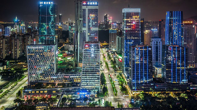 T/L WS HA Shenzhen Skyline at Night /中国深圳视频素材